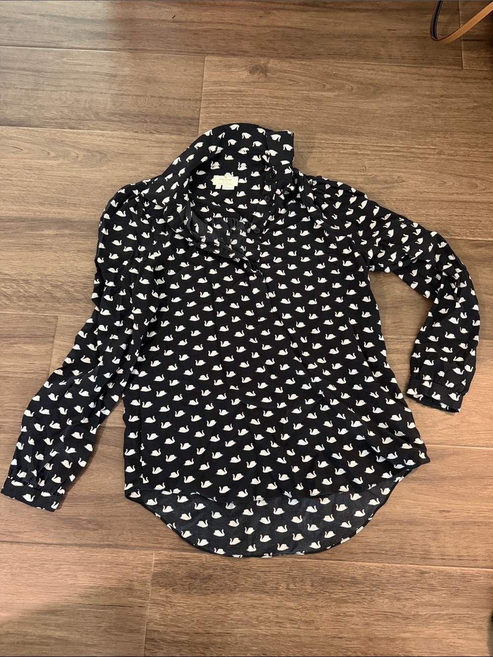 Kate Spade Silk Swan Button Down Shirt